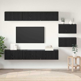 Conjunto de mueble de TV Roble Negro Madera de ingeniería en Muebles TV | Comprar online en Foru.es