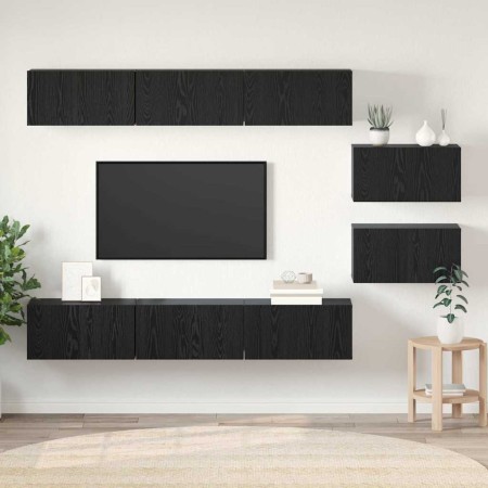 Conjunto de mueble de TV Roble Negro Madera de ingeniería en Muebles TV | Comprar online en Foru.es