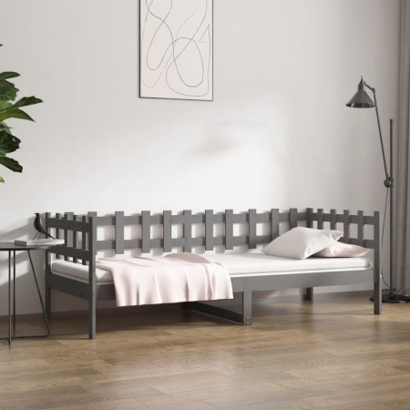Sofá cama madera maciza de pino gris 80x200 cm de vidaXL, Camas y somieres - Ref: Foro24-820753, Precio: 87,79 €, Descuento: %