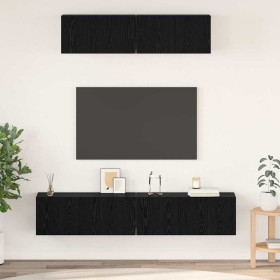 Conjunto de mueble de TV 4 pcs Roble Negro Madera de ingeniería en Muebles TV | Comprar online en Foru.es