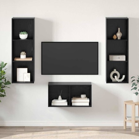 Conjunto de mueble de TV Roble Negro 37 x 37 x 107 cm en Muebles TV | Comprar online en Foru.es