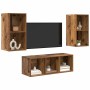 Conjunto de mueble de TV Montaje en la pared 3 pcs Madera Vieja en Muebles TV | Comprar online en Foru.es