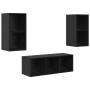 Conjunto de mueble de TV 3 pcs Roble Negro Madera contrachapada en Muebles TV | Comprar online en Foru.es