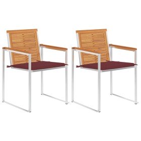 Sillas de jardín con cojines 2 uds madera maciza acacia y acero en Sillas de jardín | Comprar online en Foru.es