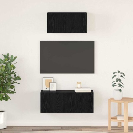 Conjunto de mueble de TV 2 pcs Roble Negro Madera de ingeniería en Muebles TV | Comprar online en Foru.es