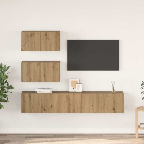 Conjunto de mueble de TV 4 pcs Roble artesanal en Muebles TV | Comprar online en Foru.es