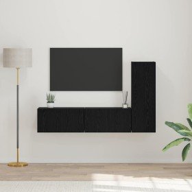 Conjunto de mueble de TV 3 pcs Roble Negro Madera de ingeniería en Muebles TV | Comprar online en Foru.es