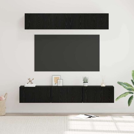 Conjunto de mueble de TV 5 pcs Roble Negro Madera contrachapada en Muebles TV | Comprar online en Foru.es