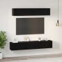 Conjunto de mueble de TV 5 pcs Roble Negro Madera contrachapada en Muebles TV | Comprar online en Foru.es
