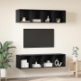Conjunto de mueble de TV 3 pcs Roble Negro Madera contrachapada en Muebles TV | Comprar online en Foru.es