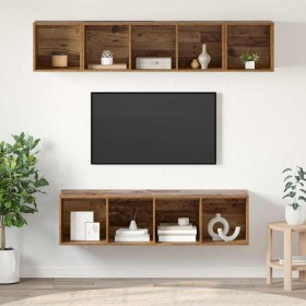 Conjunto de mueble de TV Montaje en la pared 4 pcs Madera Vieja en Muebles TV | Comprar online en Foru.es