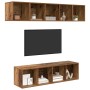 Conjunto de mueble de TV Montaje en la pared 4 pcs Madera Vieja en Muebles TV | Comprar online en Foru.es
