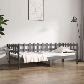 Sofá cama madera maciza de pino gris 90x190 cm de vidaXL, Camas y somieres - Ref: Foro24-820763, Precio: 89,12 €, Descuento: %