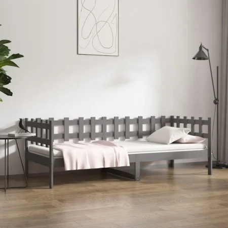 Sofá cama madera maciza de pino gris 90x190 cm de vidaXL, Camas y somieres - Ref: Foro24-820763, Precio: 87,95 €, Descuento: %