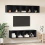 Conjunto de mueble de TV 4 pcs Roble Negro Madera contrachapada en Muebles TV | Comprar online en Foru.es