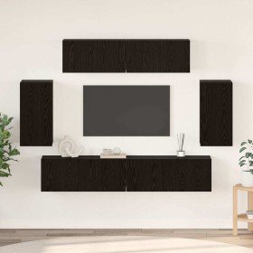 Conjunto de mueble de TV 6 pcs Roble Negro Madera contrachapada en Muebles TV | Comprar online en Foru.es