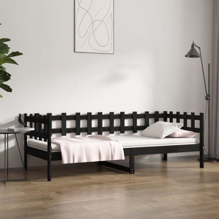 Sofá cama madera maciza de pino negro 90x200 cm de vidaXL, Camas y somieres - Ref: Foro24-820760, Precio: 109,63 €, Descuento: %
