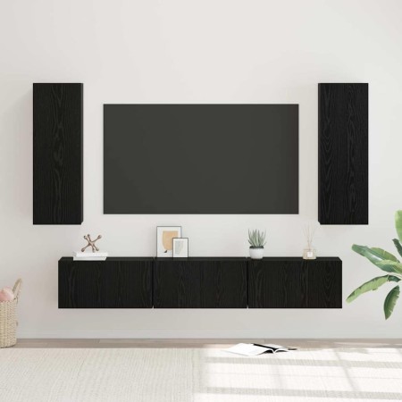 Conjunto de mueble de TV 5 pcs Roble Negro Madera de ingeniería en Muebles TV | Comprar online en Foru.es