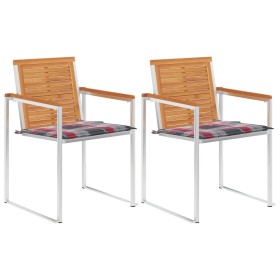 Sillas de jardín con cojines 2 uds madera maciza acacia y acero en Sillas de jardín | Comprar online en Foru.es