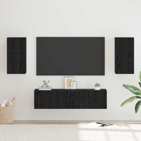 Conjunto de mueble de TV Roble Negro Madera de ingeniería en Muebles TV | Comprar online en Foru.es