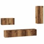 Mueble de TV de Pared 4 pcs Madera Vieja Madera contrachapada en Muebles TV | Comprar online en Foru.es