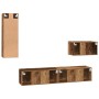 Mueble de TV de Pared 4 pcs Madera Vieja Madera contrachapada en Muebles TV | Comprar online en Foru.es