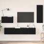 Mueble de TV de Pared 4 pcs Roble Negro Madera contrachapada en Muebles TV | Comprar online en Foru.es