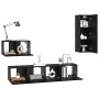Mueble de TV de Pared 4 pcs Roble Negro Madera contrachapada en Muebles TV | Comprar online en Foru.es