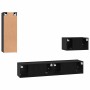 Mueble de TV de Pared 4 pcs Roble Negro Madera contrachapada en Muebles TV | Comprar online en Foru.es