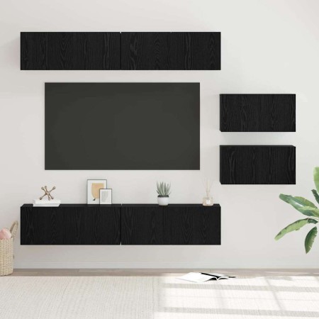 Conjunto de mueble de TV 6 pcs Roble Negro Madera de ingeniería en Muebles TV | Comprar online en Foru.es
