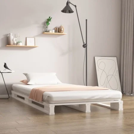 Cama de palets madera maciza de pino blanca 100x200 cm de vidaXL, Camas y somieres - Ref: Foro24-821383, Precio: 105,66 €, De...