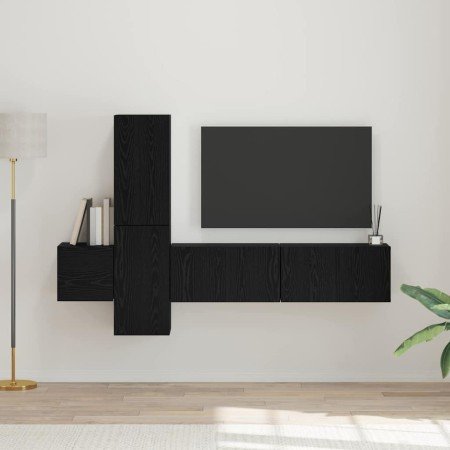 Conjunto de mueble de TV 5 pcs Roble Negro Madera de ingeniería en Muebles TV | Comprar online en Foru.es