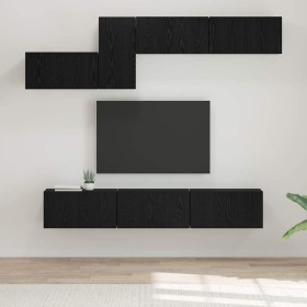 Conjunto de mueble de TV Roble Negro Madera de ingeniería en Muebles TV | Comprar online en Foru.es