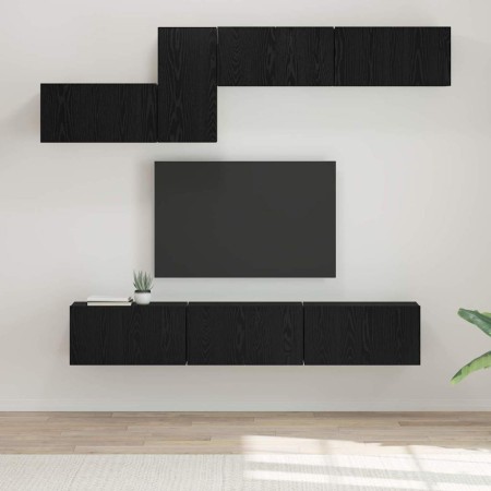 Conjunto de mueble de TV Roble Negro Madera de ingeniería en Muebles TV | Comprar online en Foru.es