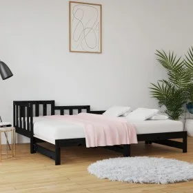 Removable sofa bed solid black pine wood 2x(90x200) cm by vidaXL, Beds and slatted bases - Ref: Foro24-820745, Price: 148,32 ...