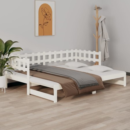 Sofá cama extraíble madera maciza de pino blanco 2x(80x200) cm de vidaXL, Camas y somieres - Ref: Foro24-820767, Precio: 169,...
