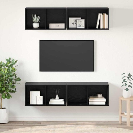 Conjunto de mueble de TV 4 pcs Roble Negro 37 x 37 x 72 cm en Muebles TV | Comprar online en Foru.es