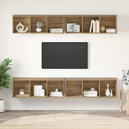 Conjunto de mueble de TV 4 pcs Roble artesanal en Muebles TV | Comprar online en Foru.es