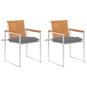 Sillas de jardín con cojines 2 uds madera maciza acacia y acero en Sillas de jardín | Comprar online en Foru.es