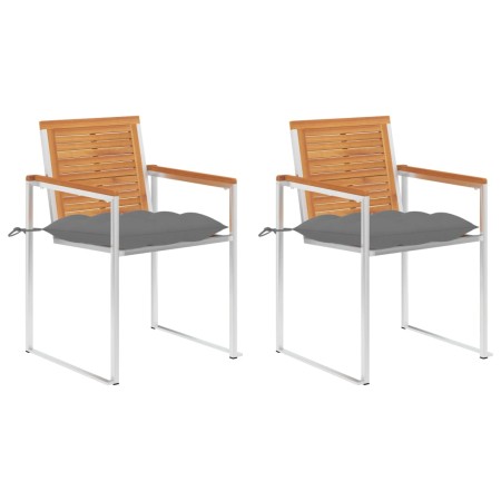 Sillas de jardín con cojines 2 uds madera maciza acacia y acero en Sillas de jardín | Comprar online en Foru.es