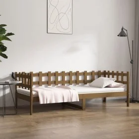 Honey brown solid pine wood sofa bed 90x200 cm by vidaXL, Beds and slatted bases - Ref: Foro24-820759, Price: 94,25 €, Discou...