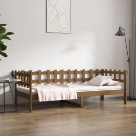 Sofá cama madera maciza de pino marrón miel 90x200 cm de vidaXL, Camas y somieres - Ref: Foro24-820759, Precio: 95,29 €, Desc...