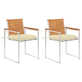 Sillas de jardín con cojines 2 uds madera maciza acacia y acero en Sillas de jardín | Comprar online en Foru.es