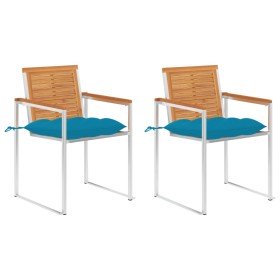 Sillas de jardín con cojines 2 uds madera maciza acacia y acero en Sillas de jardín | Comprar online en Foru.es