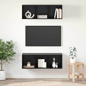Conjunto de mueble de TV 2 pcs Roble Negro 37 x 37 x 107 cm en Muebles TV | Comprar online en Foru.es