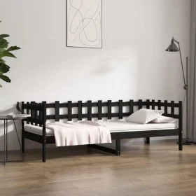 Schlafsofa aus massivem schwarzem Kiefernholz, 80 x 200 cm von vidaXL, Betten und Lattenroste - Ref: Foro24-820755, Preis: 89...