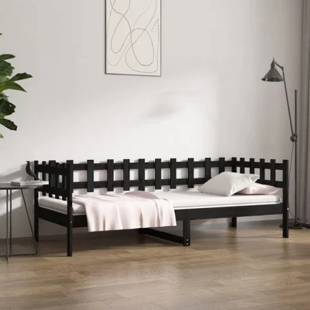 Schlafsofa aus massivem schwarzem Kiefernholz, 80 x 200 cm von vidaXL, Betten und Lattenroste - Ref: Foro24-820755, Preis: 89...