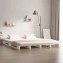 Cama de palets de madera maciza de pino blanca 200x200 cm de vidaXL, Camas y somieres - Ref: Foro24-821413, Precio: 152,80 €,...
