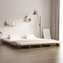 Honey brown solid pine wood pallet bed 120x200 cm by vidaXL, Beds and slatted bases - Ref: Foro24-821390, Price: 171,97 €, Di...