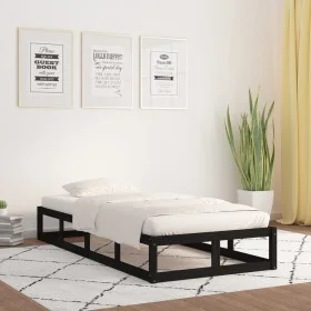 Black solid wood bed frame 90x200 cm by vidaXL, Beds and slatted bases - Ref: Foro24-820785, Price: 95,05 €, Discount: %